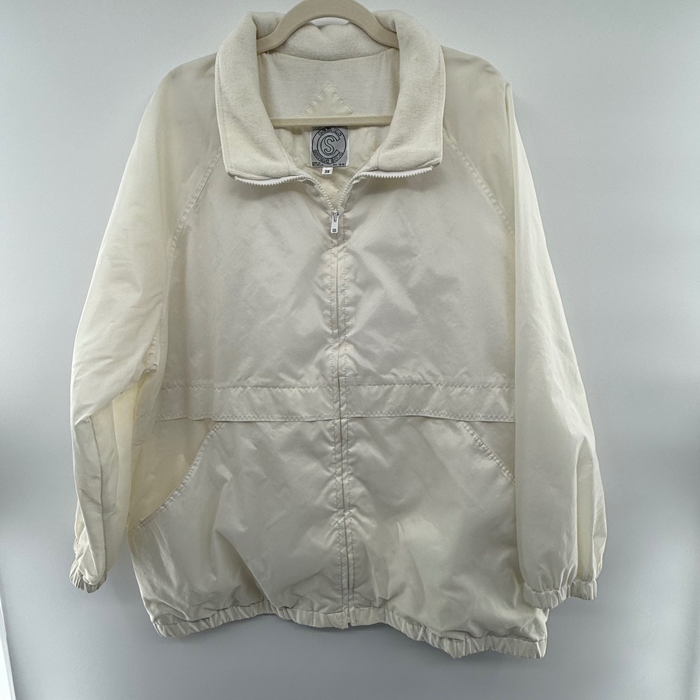 Current Seen 3X Ivory Zip‎ Front Jacket Fleece Lined Vintage 90s Windbreaker